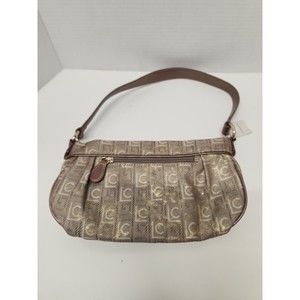 Liz Claiborne Hermitage Mosaic Small Handbag Tan/Brown LC monogram Fabric.